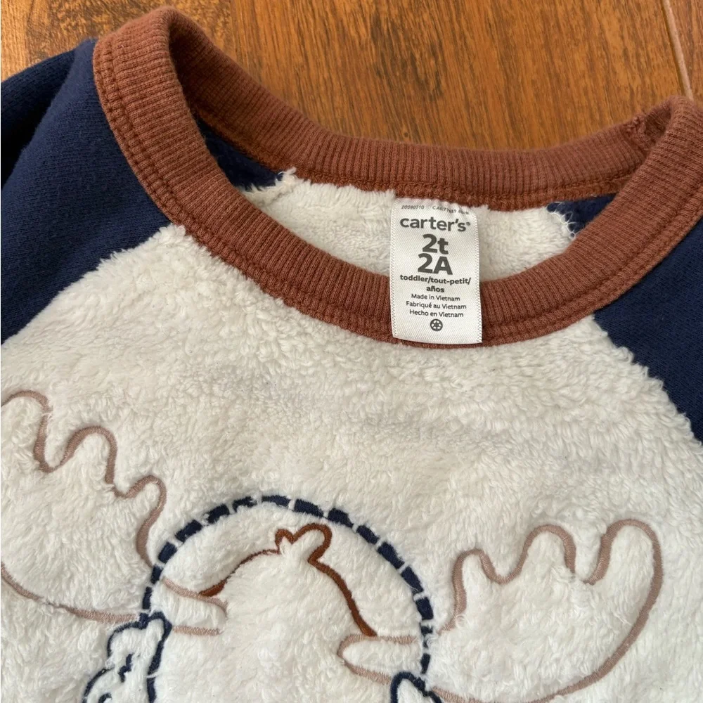 Carter's Navy and Cream Moose Sweatshirt